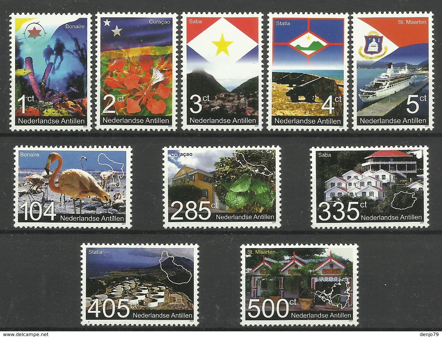 NETHERLANDS ANTILLES  ANTILLEN 2007  ISLAND VIEWS,BUILDINGS,BIRDS,FLOWER SET MNH - Antilles