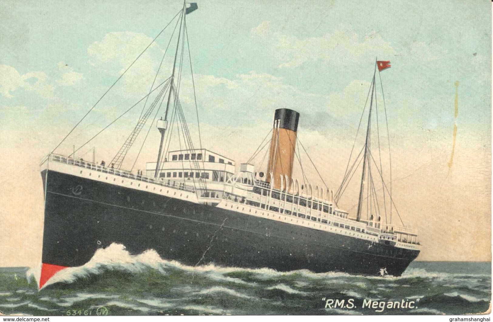 Postcard Liner Steamer RMS Megantic White Star Line Dominion Line Unposted Early 20th Century - Steamers