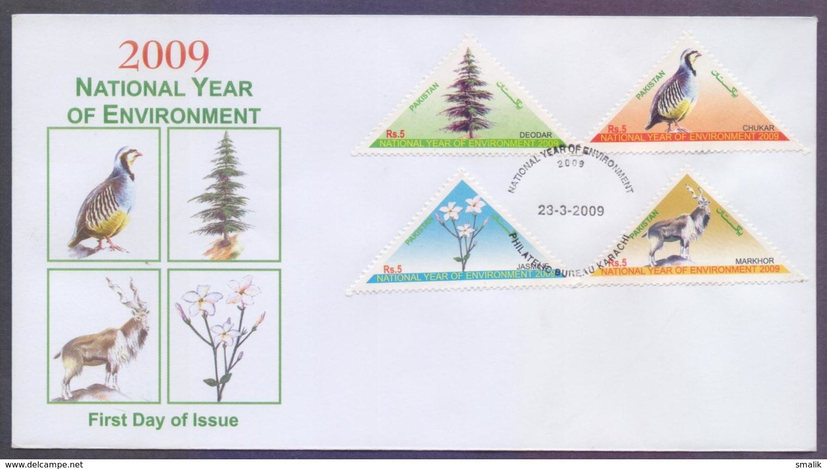 PAKISTAN 2009 FDC - National Year Of Environment, Birds Trees Plants Animal, Complete Set On First Day Cover - Pakistan