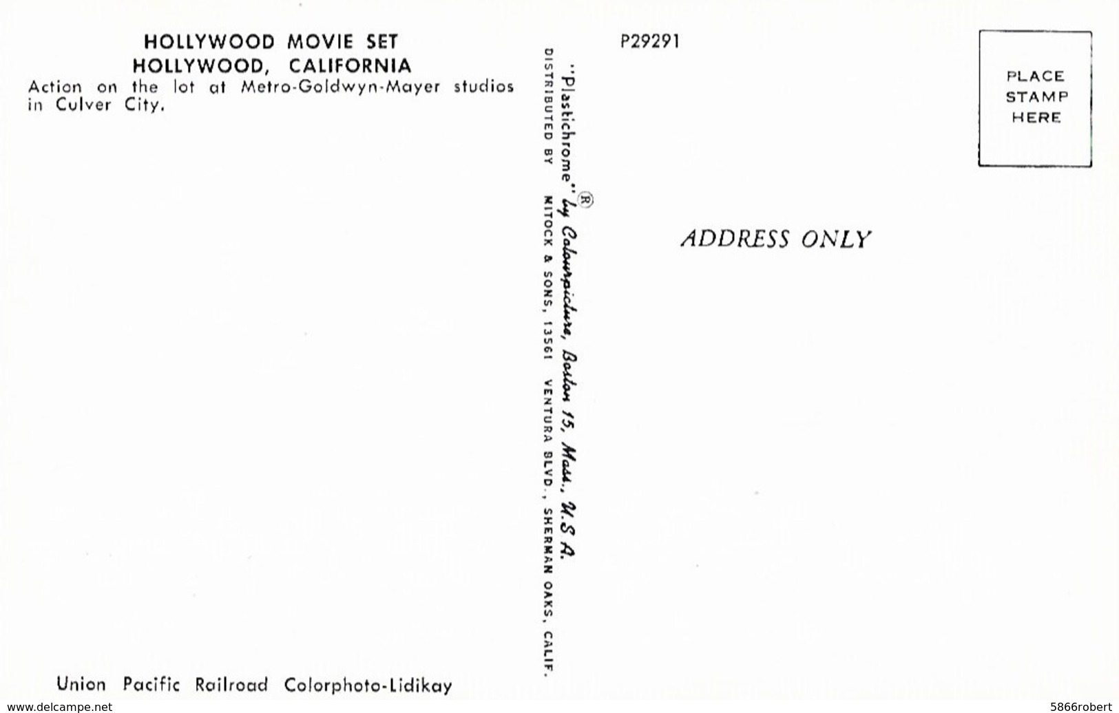 CARTE POSTALE ORIGINALE DE 9CM/14CM : HOLLYWOOD MOVIE SET SUDIOS IN CULVER CITY METRO GOLDWYN MAYER CALIFORNIA USA - Autres & Non Classés