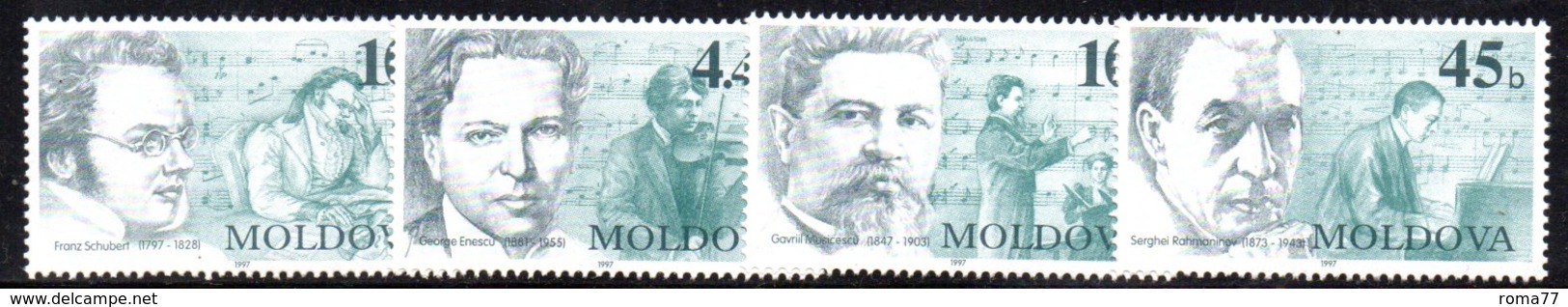 834 490 - MOLDAVIA MOLDOVA 1997,   Unificato N. 213/216  Nuovo ***  COMPOSITORI - Moldavia