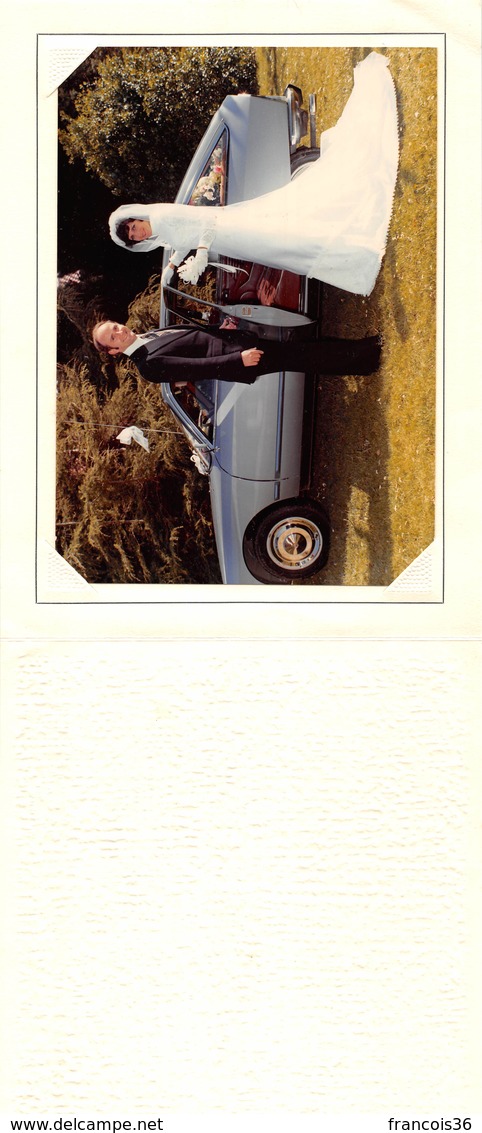 Grande Photo De Mariage Avec Voiture Automobile Citroen CX - Kitch Années 60 60s - Automobili