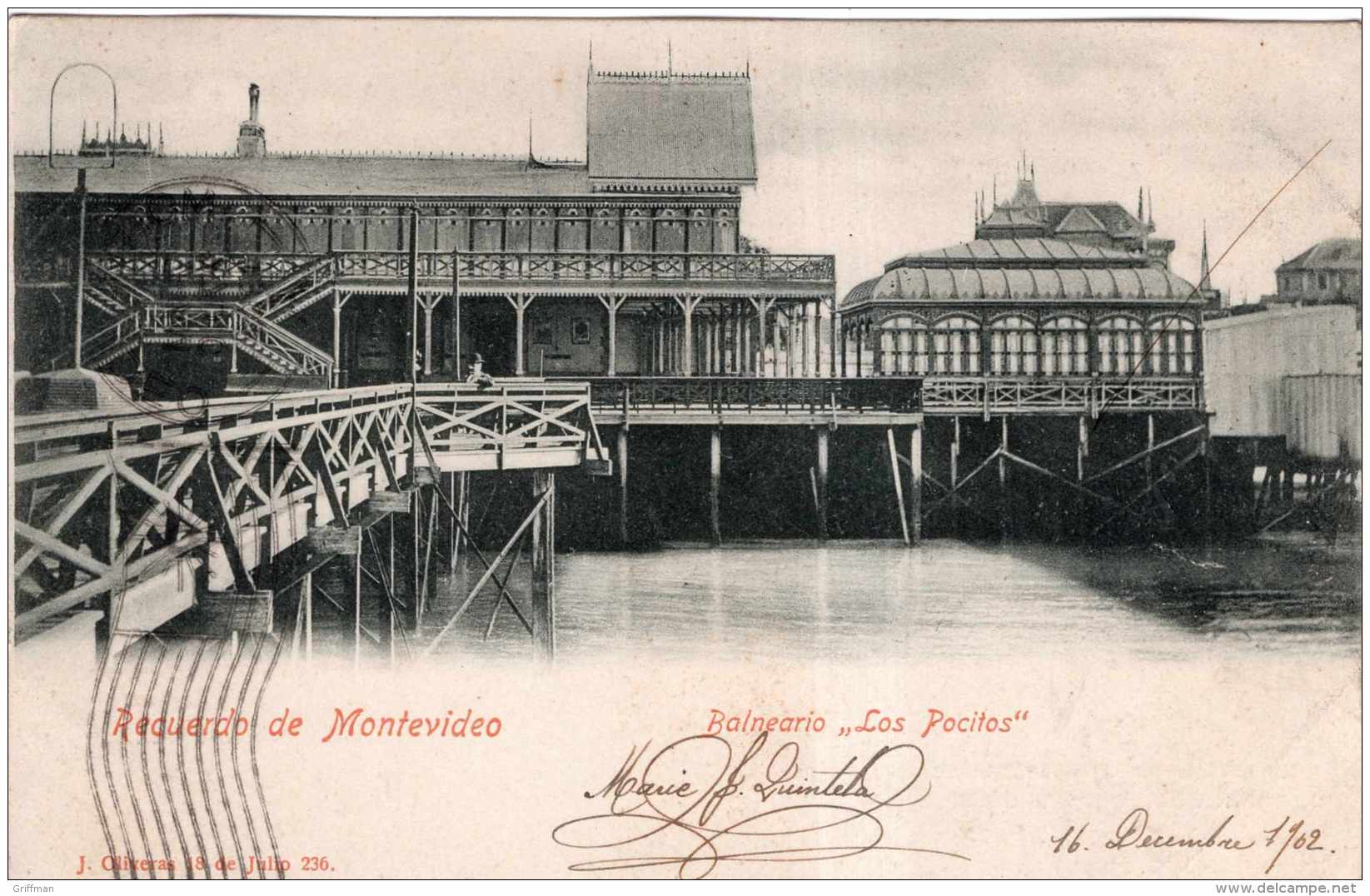 RECUERDO DE MONTEVIDEO BALNEARIO " LOS POCITOS " PRECURSEUR 1902 TBE - Uruguay