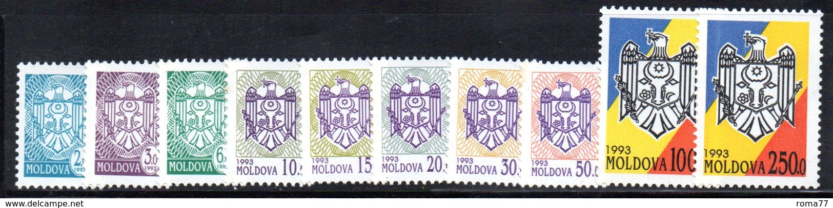 842 490 - MOLDAVIA MOLDOVA 1993,   Unificato N. 63A/72A  Nuovo ***  STEMMI - Moldavia