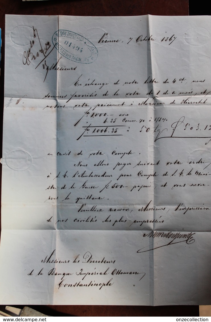 1867  -  LETTRE  DE  VIENNE  POUR  CONSTANTINOPLE     3   PHOTOS - Lettres & Documents