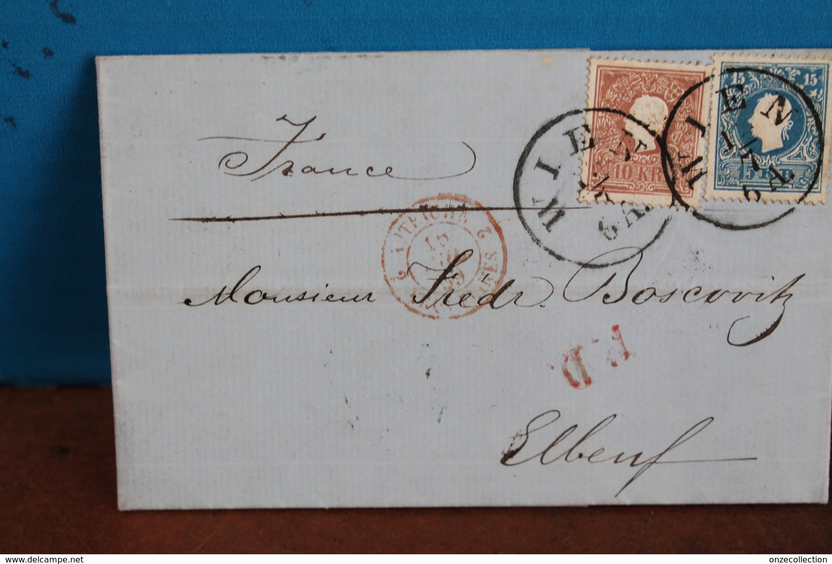 1859   -     LETTRE    DE   VIENNE   POUR   ELBEUF     EN  FRANCE                      4   PHOTOS - Lettres & Documents