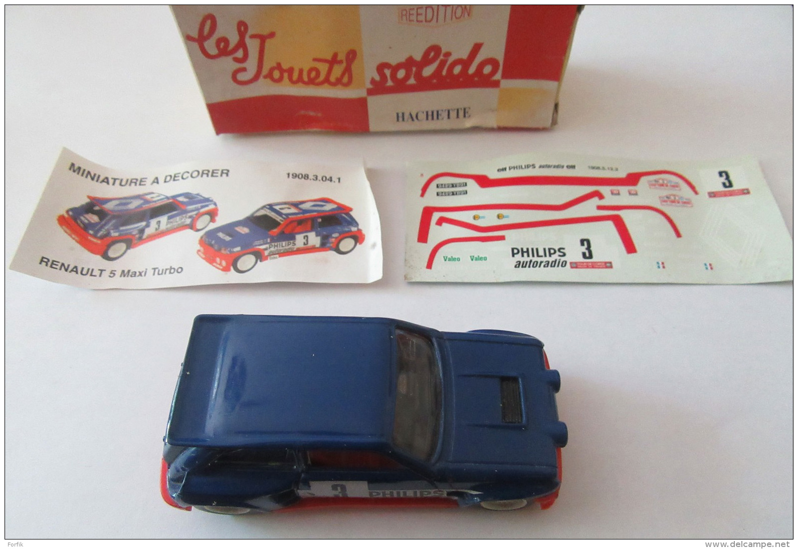 Voiture Miniature Solido/Hachette - Renault 5 Maxi Turbo 1/43e à Décorer Avec Emboîtage Et Décalcomanies - Jouets Anciens