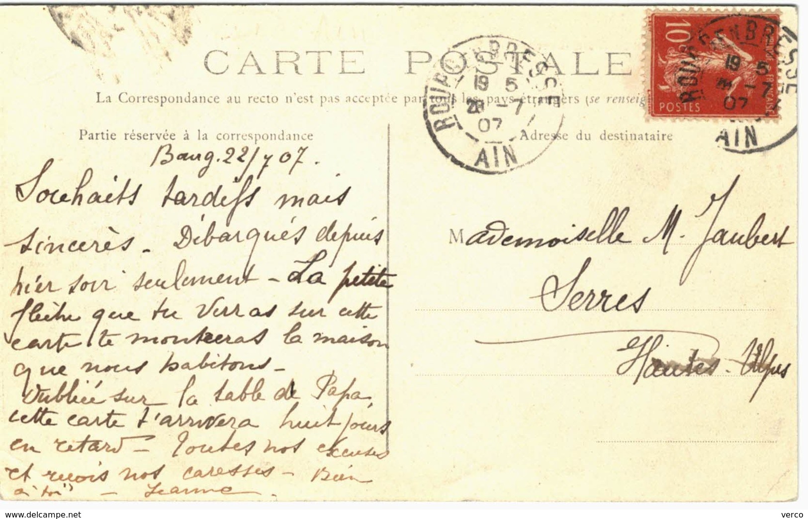 Carte Postale Ancienne De BOURG-Avenue Alsace Lorraine - Autres & Non Classés