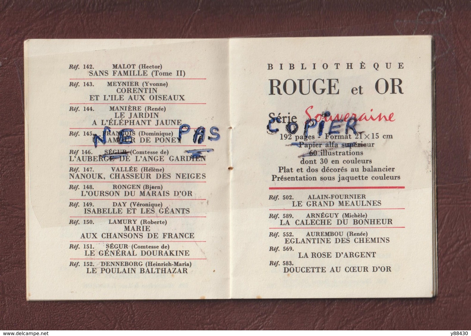 CALENDRIER de poche -- année 1961 - Bibliothèque ROUGE ET OR - Série Dauphine & série Souveraine -- 15 scannes.