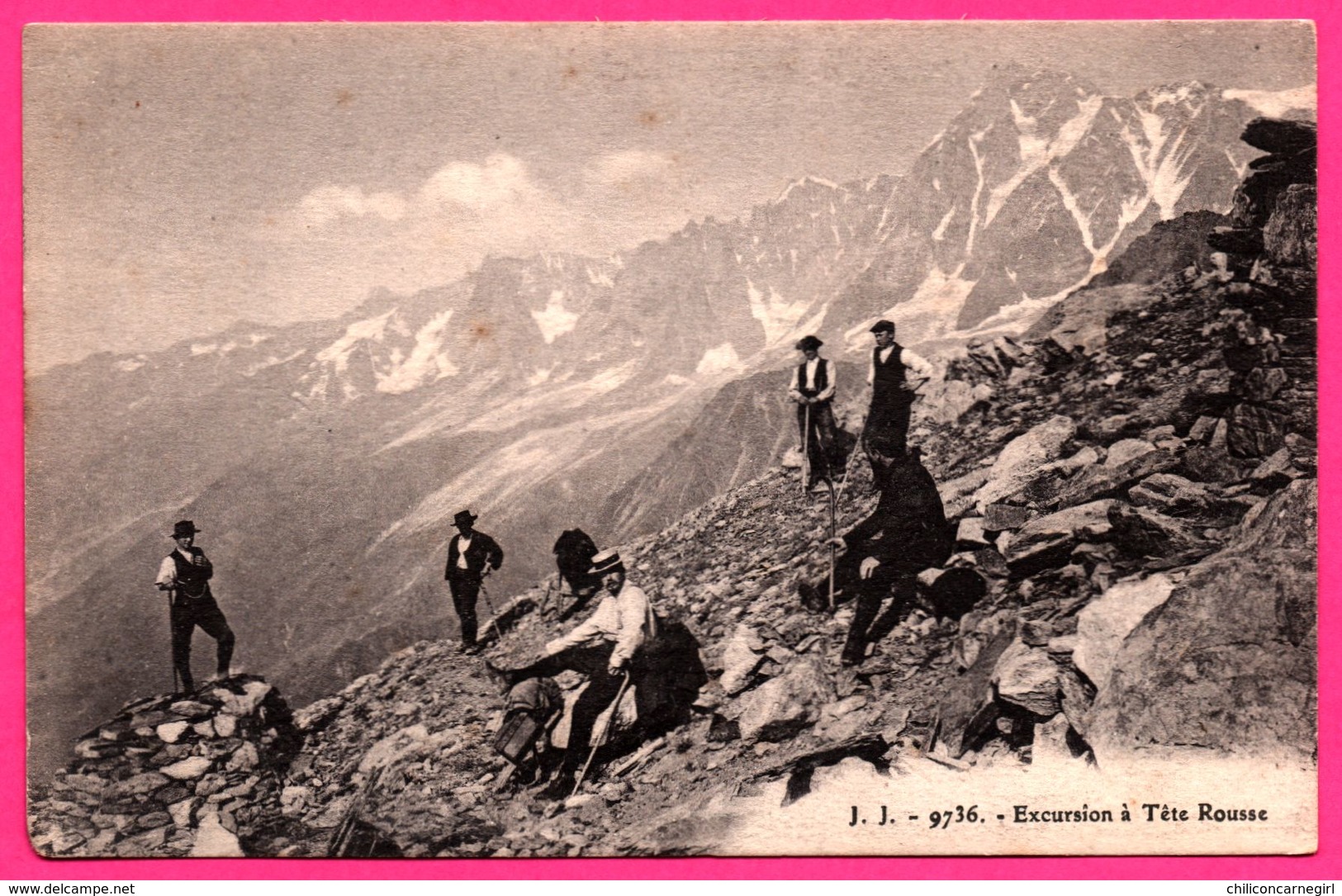 Excursion à Tête Rousse - Montagne - Grimpeurs - Marcheurs - Alpinistes - Animée - Phot. Edit. JULLIEN Frères J.J. 9736 - Saint-Gervais-les-Bains