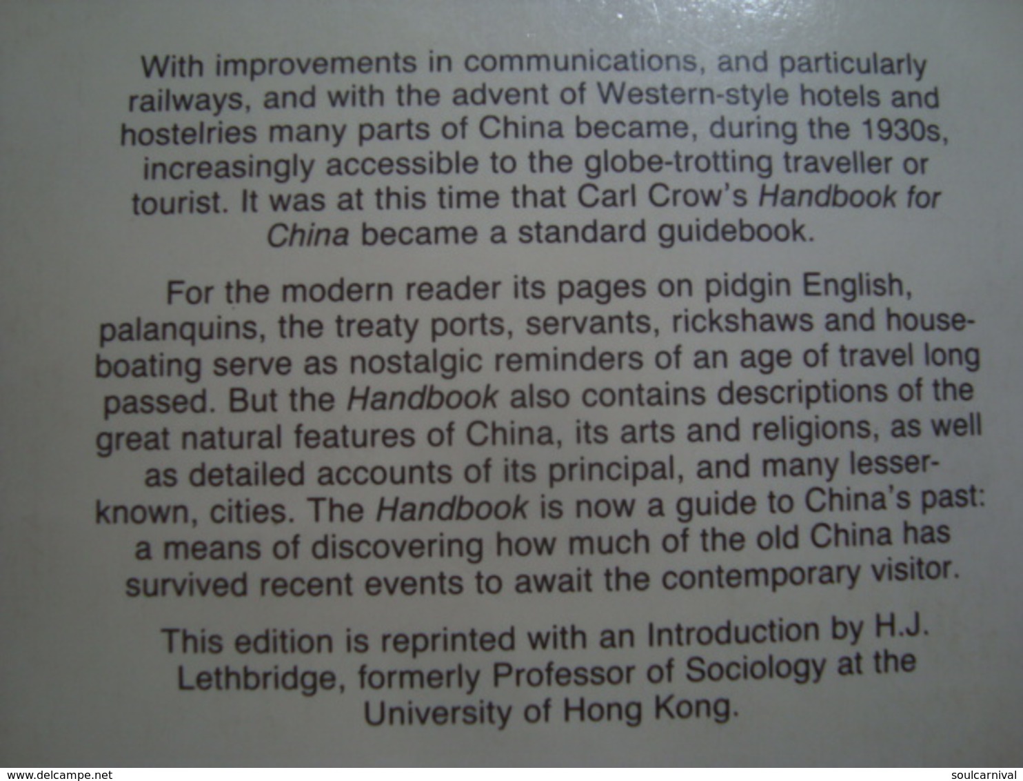 HANDBOOK FOR CHINA - CARL CROW, OXFORD UNIVERSITY PRESS, 1986. INTRODUCTION BY H. J. LETHBRIDGE. - Asia