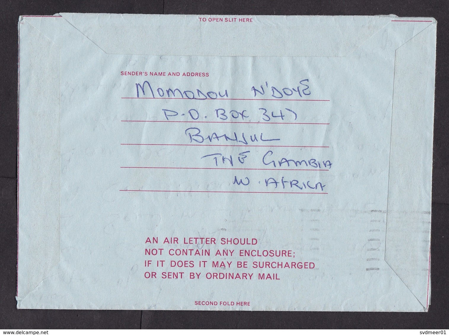 Gambia: Stationery Aerogramme Banjul To Netherlands, 1978, Heraldry, Air Letter (traces Of Use) - Gambia (1965-...)