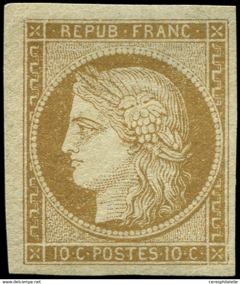 * EMISSION DE 1849 - 1    10c. Bistre-jaune, Petit Cdf, TTB, Certif. P. Scheller - 1849-1850 Ceres