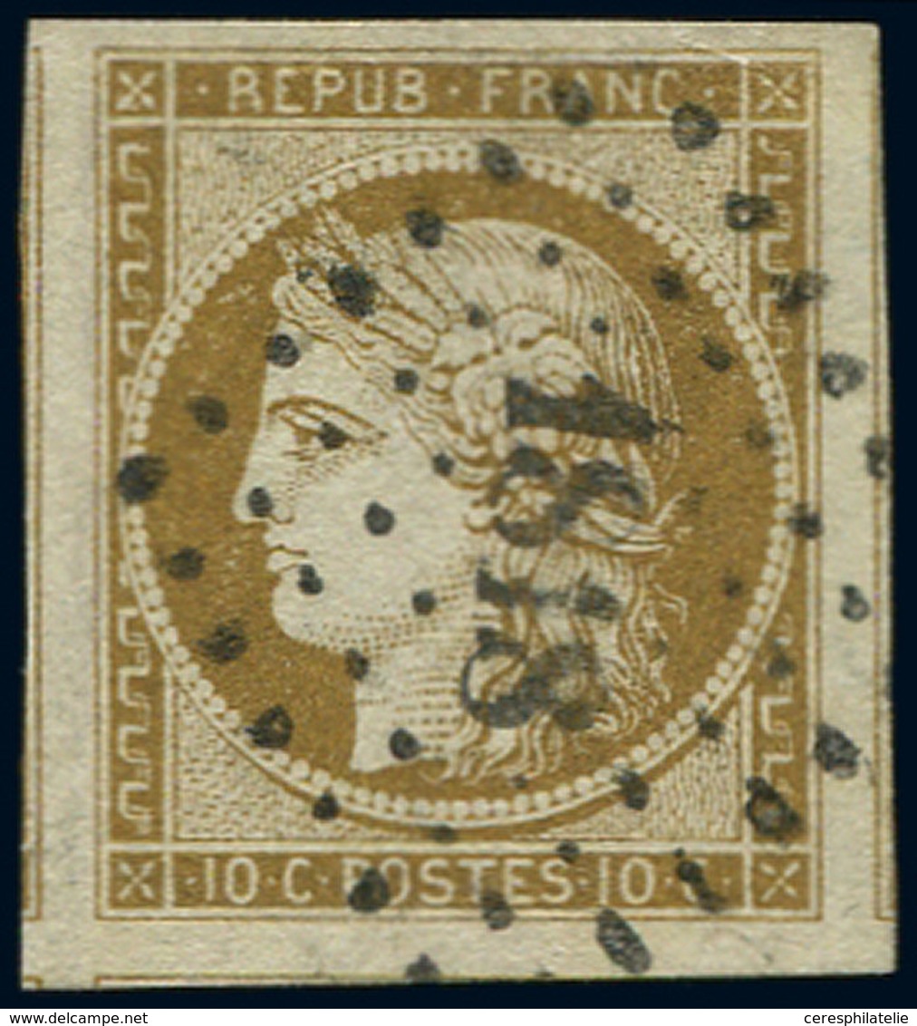 EMISSION DE 1849 - 1    10c. Bistre, Grandes Marges, 4 Amorces De Voisins Obl. PC 1818, TTB/Superbe - 1849-1850 Ceres