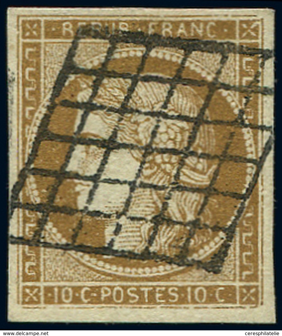 EMISSION DE 1849 - 1a   10c. Bistre-brun, Oblitéré GRILLE, Nuance Soutenue, TTB - 1849-1850 Cérès