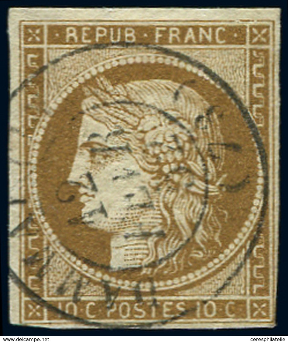 EMISSION DE 1849 - 1a   10c. Bistre-brun, Obl. Càd T15 DAMMARTIN 12/2/52, TTB. S - 1849-1850 Ceres
