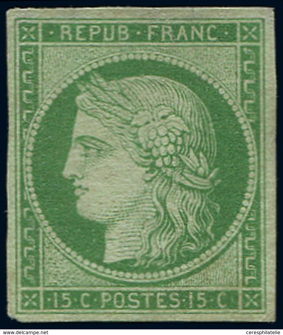 (*) EMISSION DE 1849 - 2    15c. Vert, 2 Petits Points D'aminci En Haut Mais Néanmoins Très Frais Et Plaisant. C - 1849-1850 Ceres