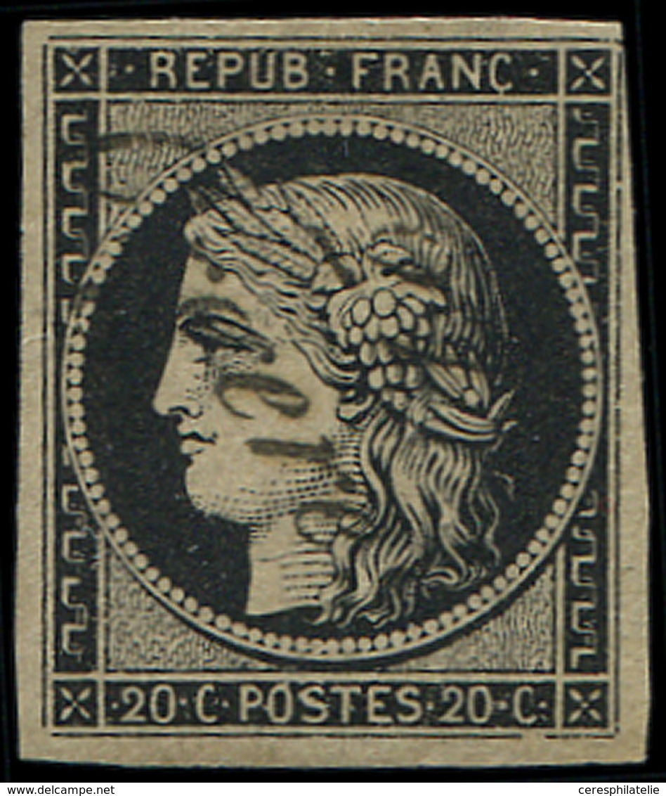 EMISSION DE 1849 - 3    20c. Noir Sur Jaune, Obl. Cursive 27/ORGERES, TB. Br - 1849-1850 Ceres