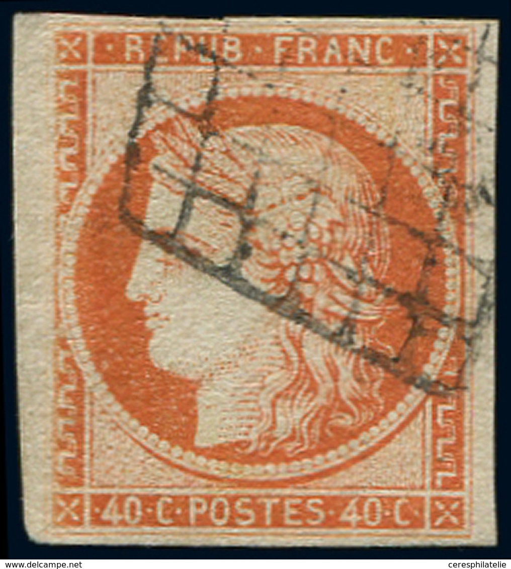 EMISSION DE 1849 - 5    40c. Orange, Oblitéré GRILLE, Petit Bdf, TB/TTB. C - 1849-1850 Ceres