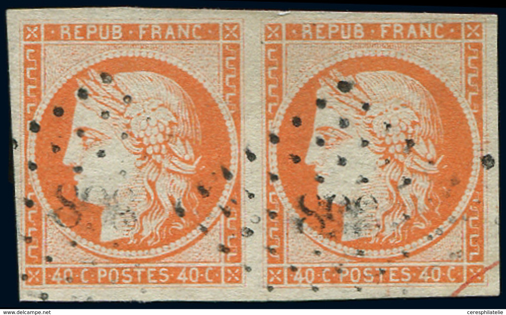EMISSION DE 1849 - 5    40c. Orange, PAIRE Obl. PC 898, TB/TTB. C - 1849-1850 Ceres