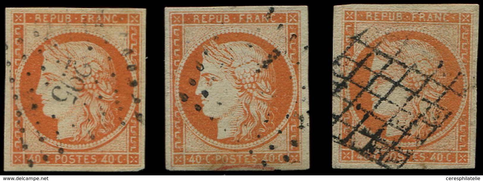 EMISSION DE 1849 - 5    40c. Orange, 3 Ex. Oblitérés, TB - 1849-1850 Ceres