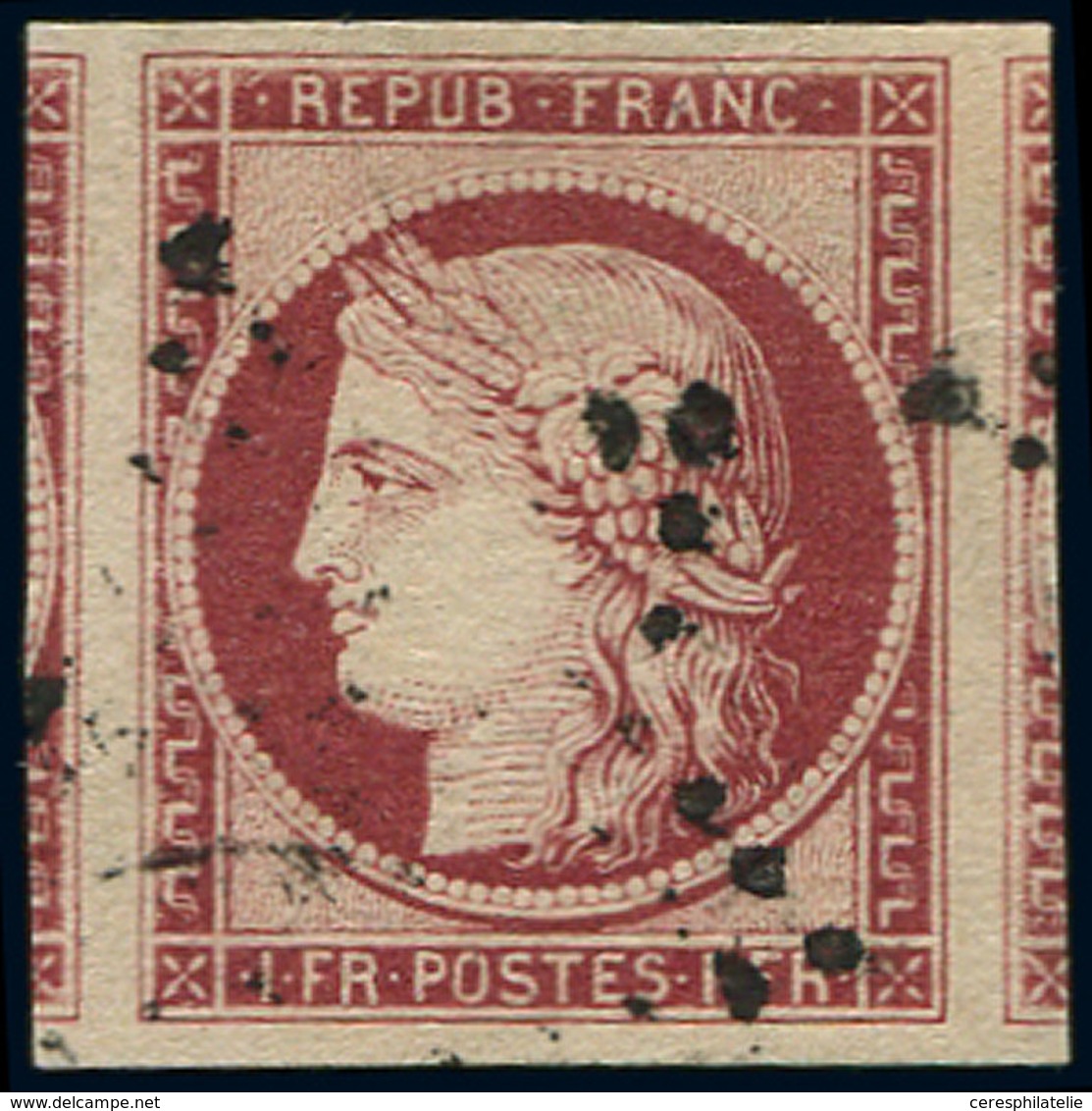 EMISSION DE 1849 - 6     1f. Carmin, Marges énormes, 2 Voisins, Oblitération Légère, Superbe - 1849-1850 Ceres