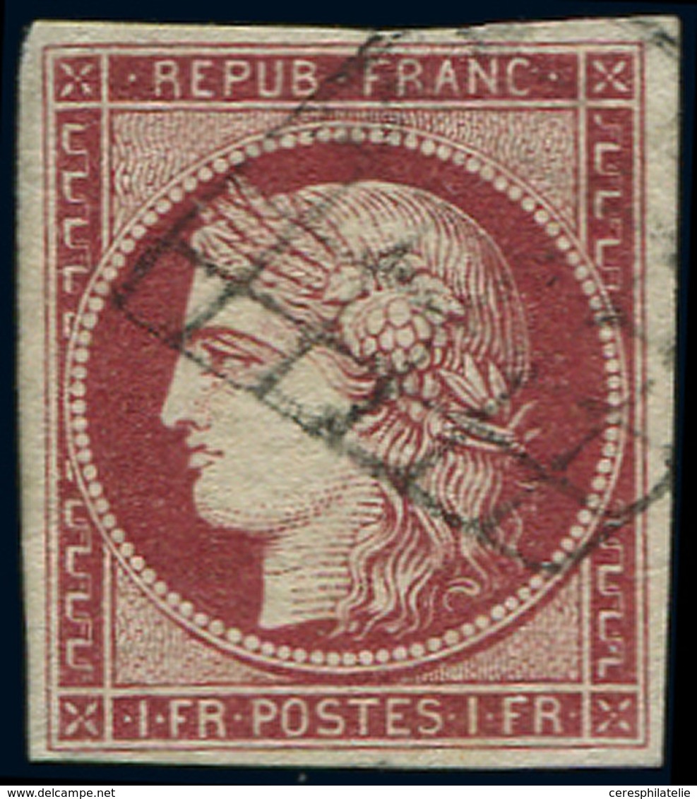 EMISSION DE 1849 - 6     1f. Carmin, Obl. GRILLE, Frappe Légère, Frais, TB/TTB - 1849-1850 Ceres