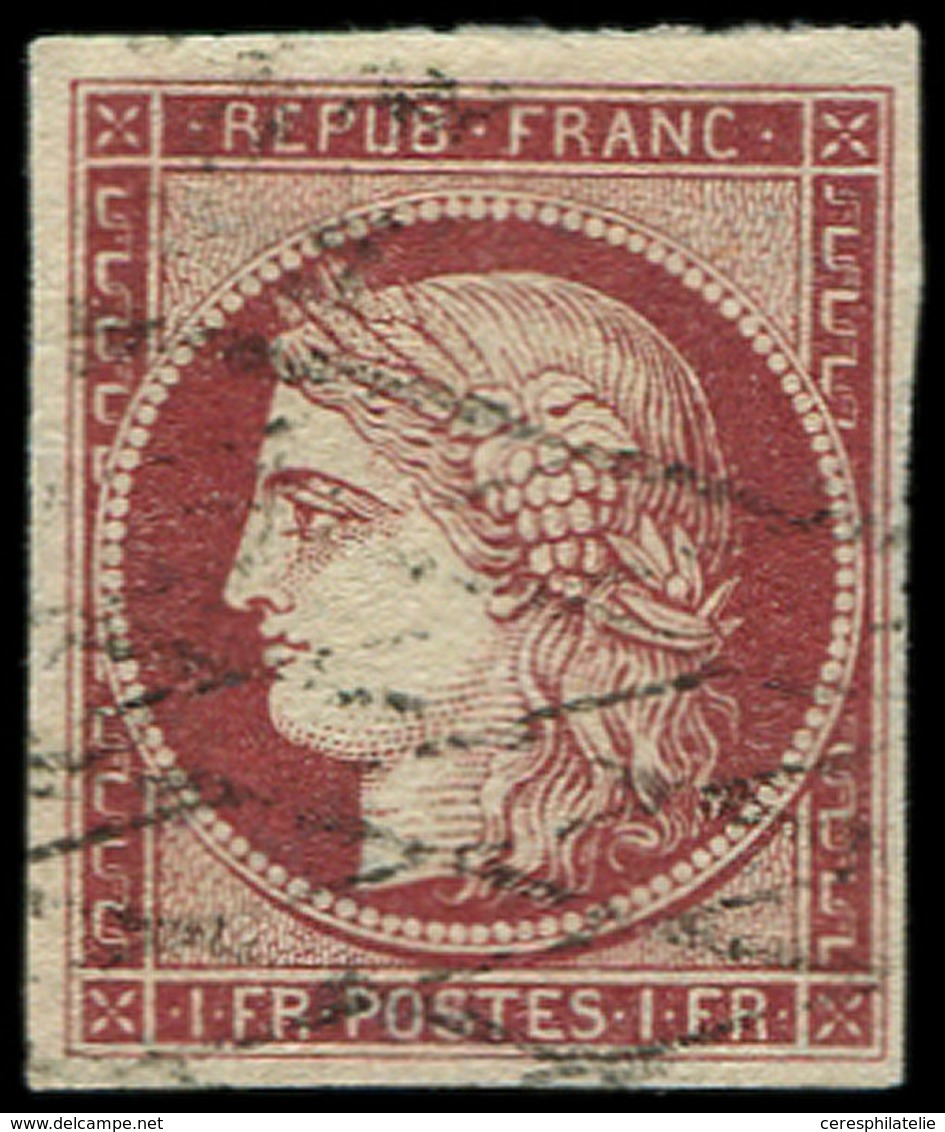 EMISSION DE 1849 - 6     1f. Carmin, Oblitéré GRILLE SANS FIN, TB. C - 1849-1850 Ceres