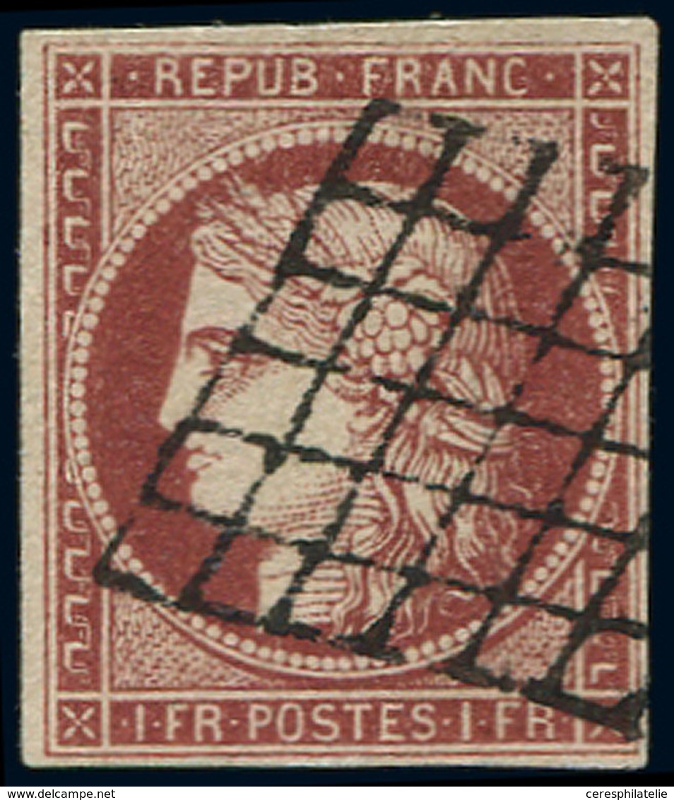 EMISSION DE 1849 - 6A    1f. Rouge-brun, Oblitéré GRILLE, TB. C - 1849-1850 Ceres