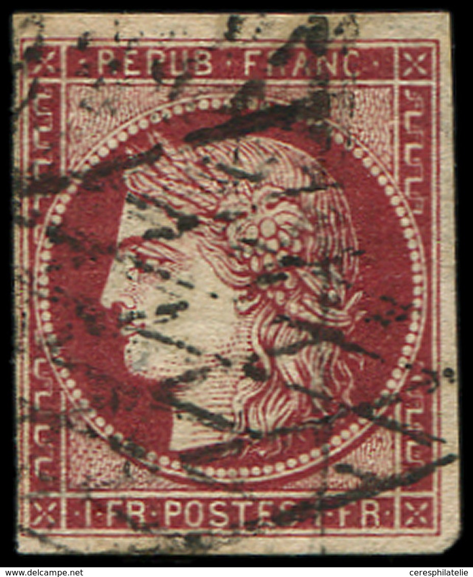 EMISSION DE 1849 - 6b    1f. Carmin Foncé, Oblitéré GRILLE, Jolie Nuance, TB - 1849-1850 Ceres