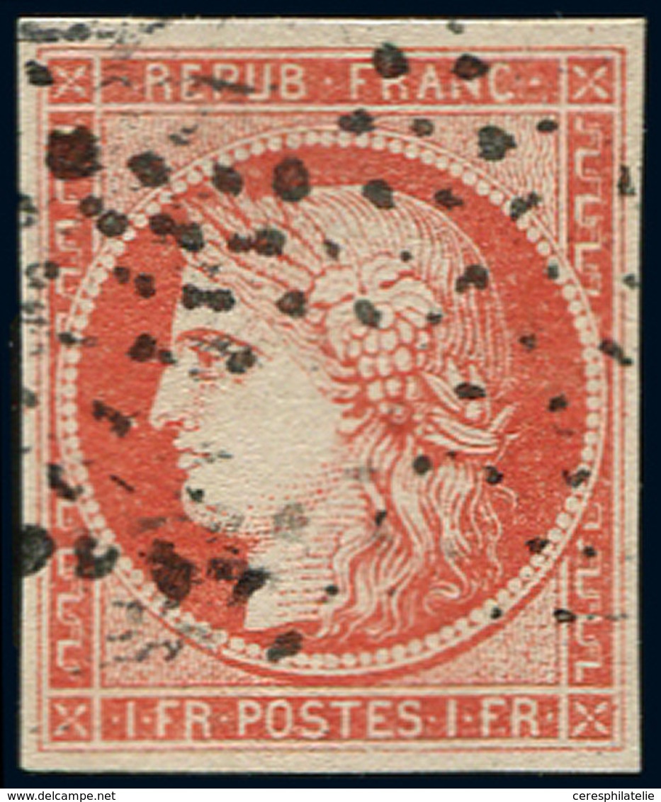 EMISSION DE 1849 - 7     1f. Vermillon, FAUX Sperati, Obl. ETOILE, TTB - 1849-1850 Ceres