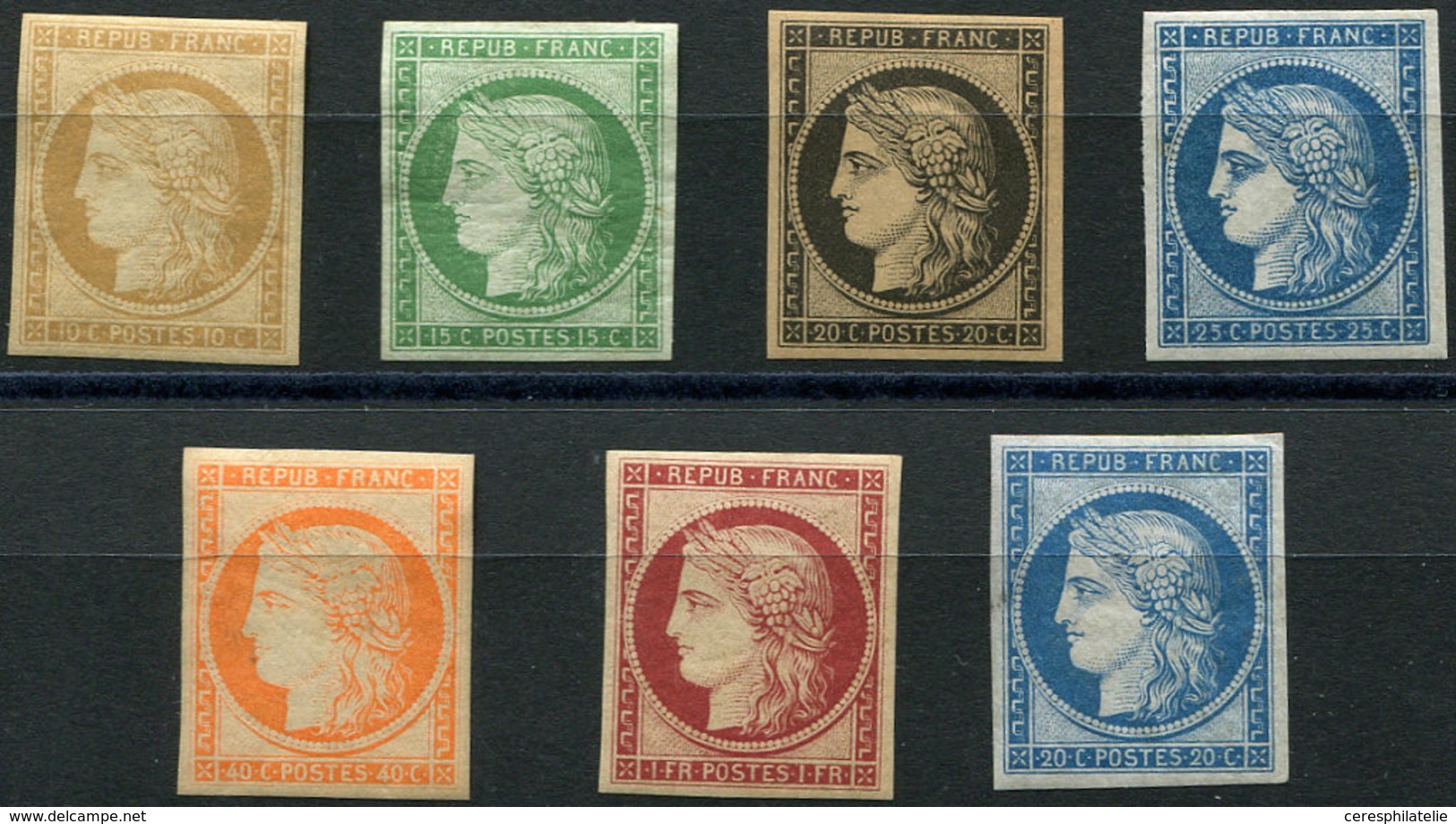 * EMISSION DE 1849 - R1f/R8f, Les 7 Valeurs, REIMPRESSIONS, TB - 1849-1850 Ceres