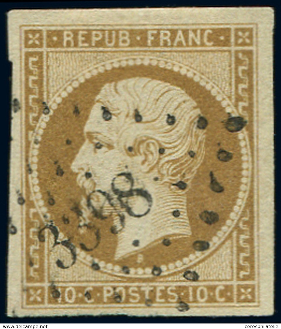 PRESIDENCE - 9    10c. Bistre-jaune, Obl. PC 3598, 2 Belles Marges, TTB - 1852 Louis-Napoleon