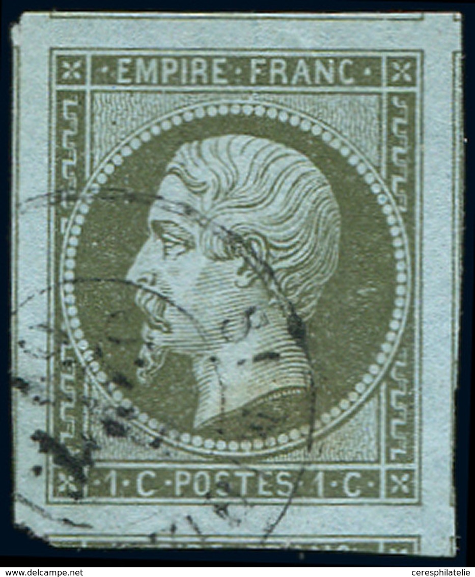 EMPIRE NON DENTELE - 11    1c. Olive, Marges énormes, 6 Amorces De Voisins, Obl. Càd, Superbe - 1853-1860 Napoléon III