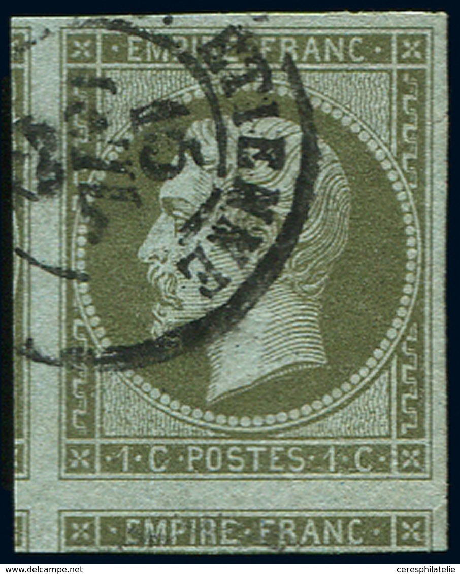 EMPIRE NON DENTELE - 11    1c. Olive, Grandes Marges Avec Voisins, Obl. Càd St ETIENNE, TB - 1853-1860 Napoleon III