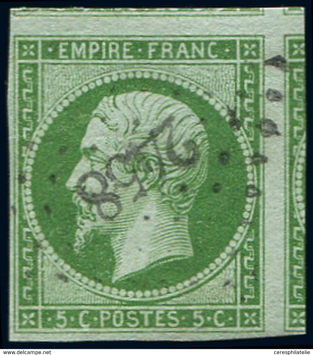 EMPIRE NON DENTELE - 12    5c. Vert, Obl. PC 2458, Voisin à Droite Et 2 Amorces, TTB - 1853-1860 Napoléon III