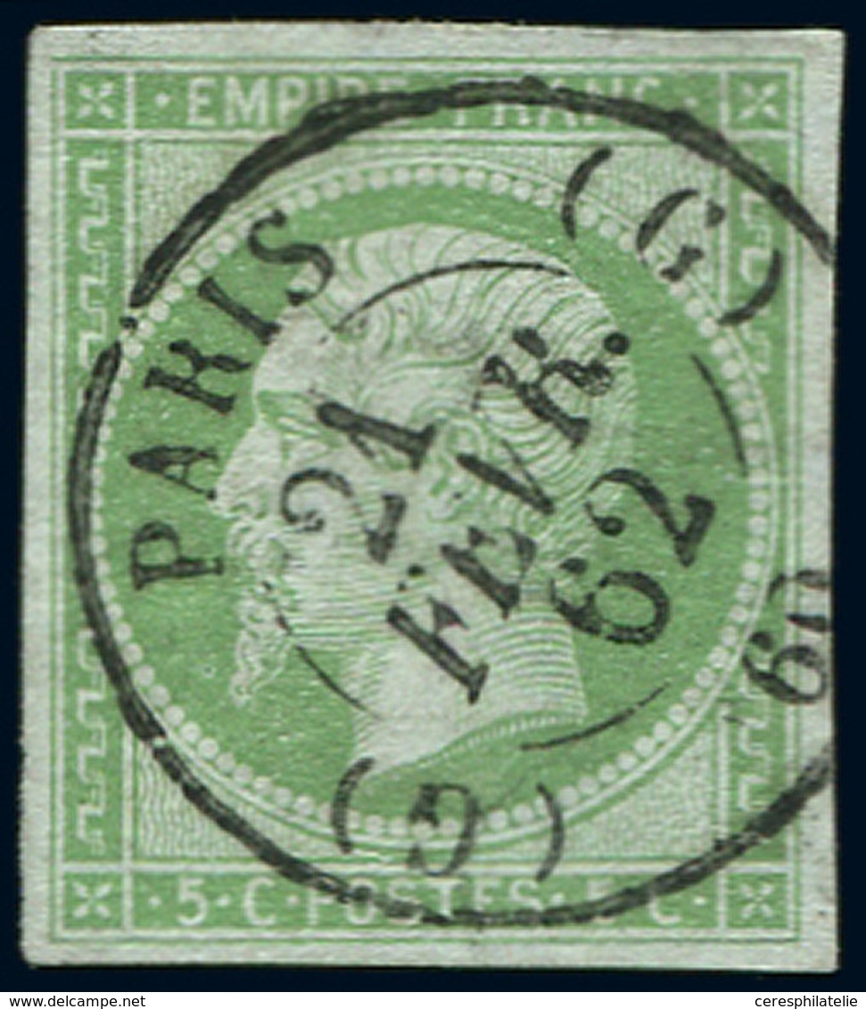 EMPIRE NON DENTELE - 12    5c. Vert, Obl. Càd Central PARIS 21/2/62, TTB - 1853-1860 Napoléon III