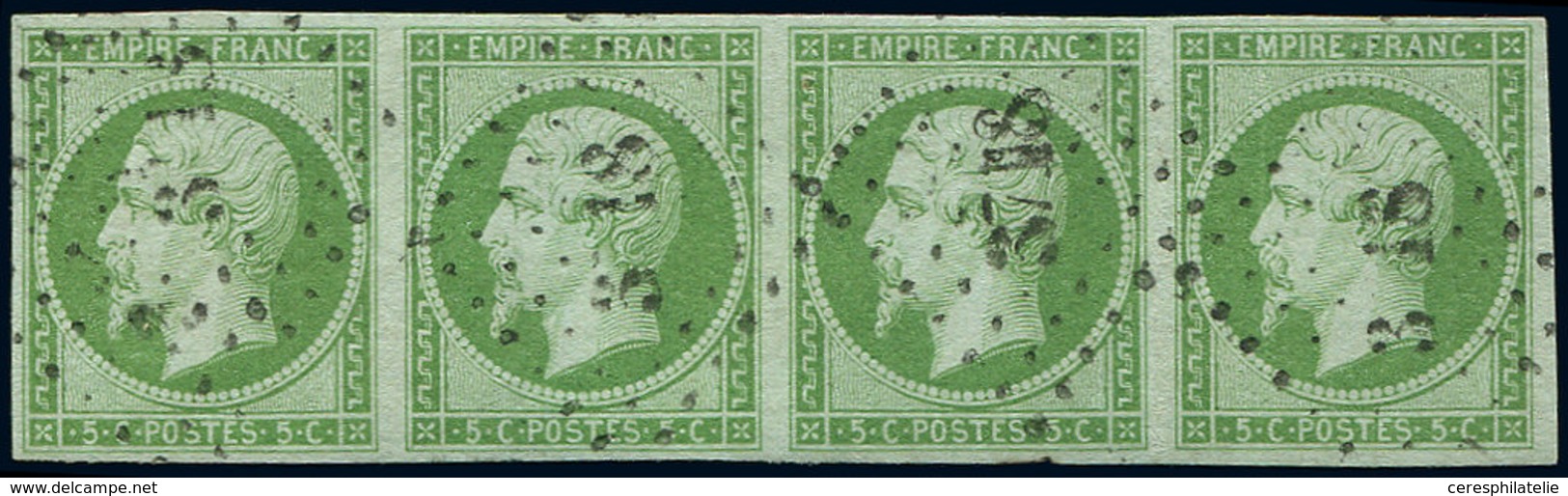 EMPIRE NON DENTELE - 12    5c. Vert, BANDE De 4 Obl. PC 3718, TB. C - 1853-1860 Napoleon III