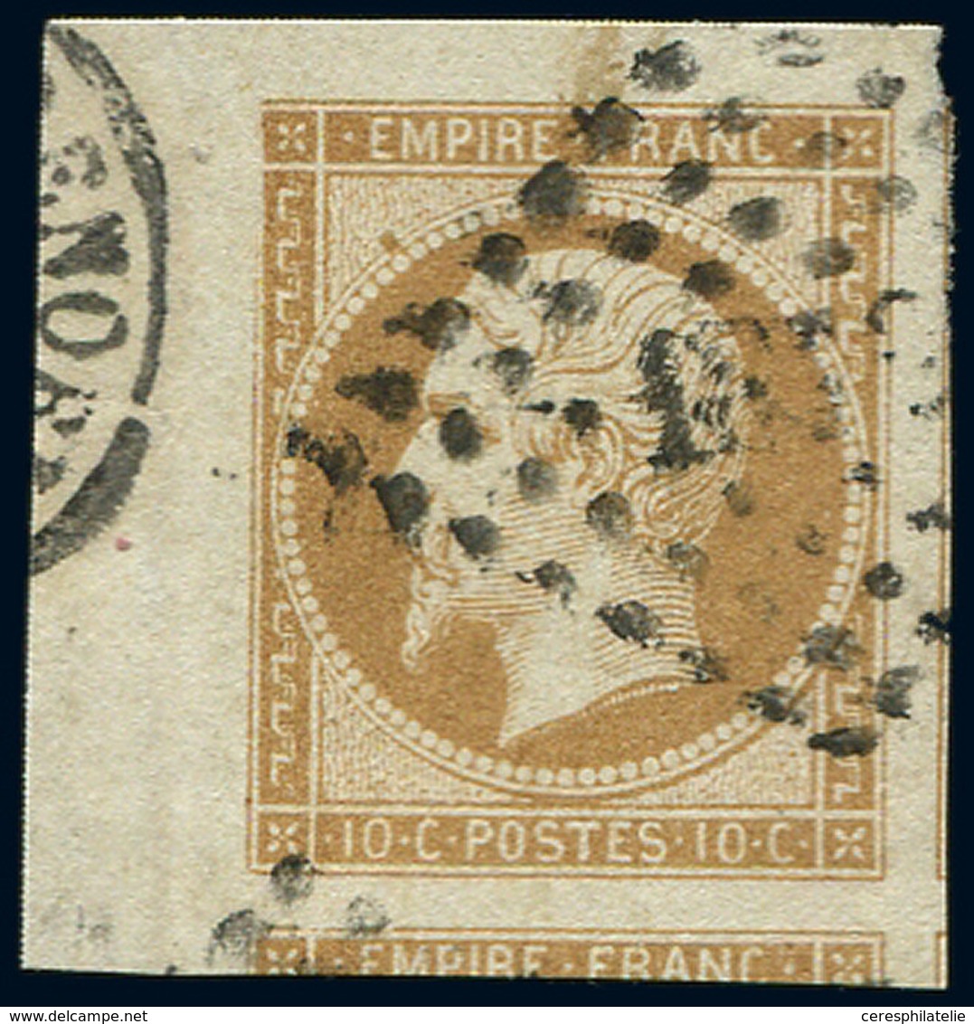 EMPIRE NON DENTELE - 13A  10c. Bistre, T I, Petit Cdf Et Voisin En Bas, Obl. PC, Superbe - 1853-1860 Napoleon III