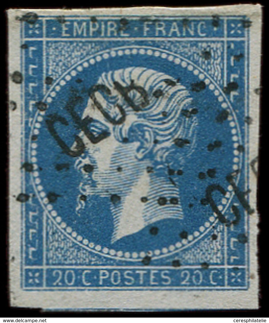 EMPIRE NON DENTELE - 14A  20c. Bleu, T I, Obl. Losange CECB (Corps Expéditionnaire De Chine, Bureau B), TB - 1853-1860 Napoleon III