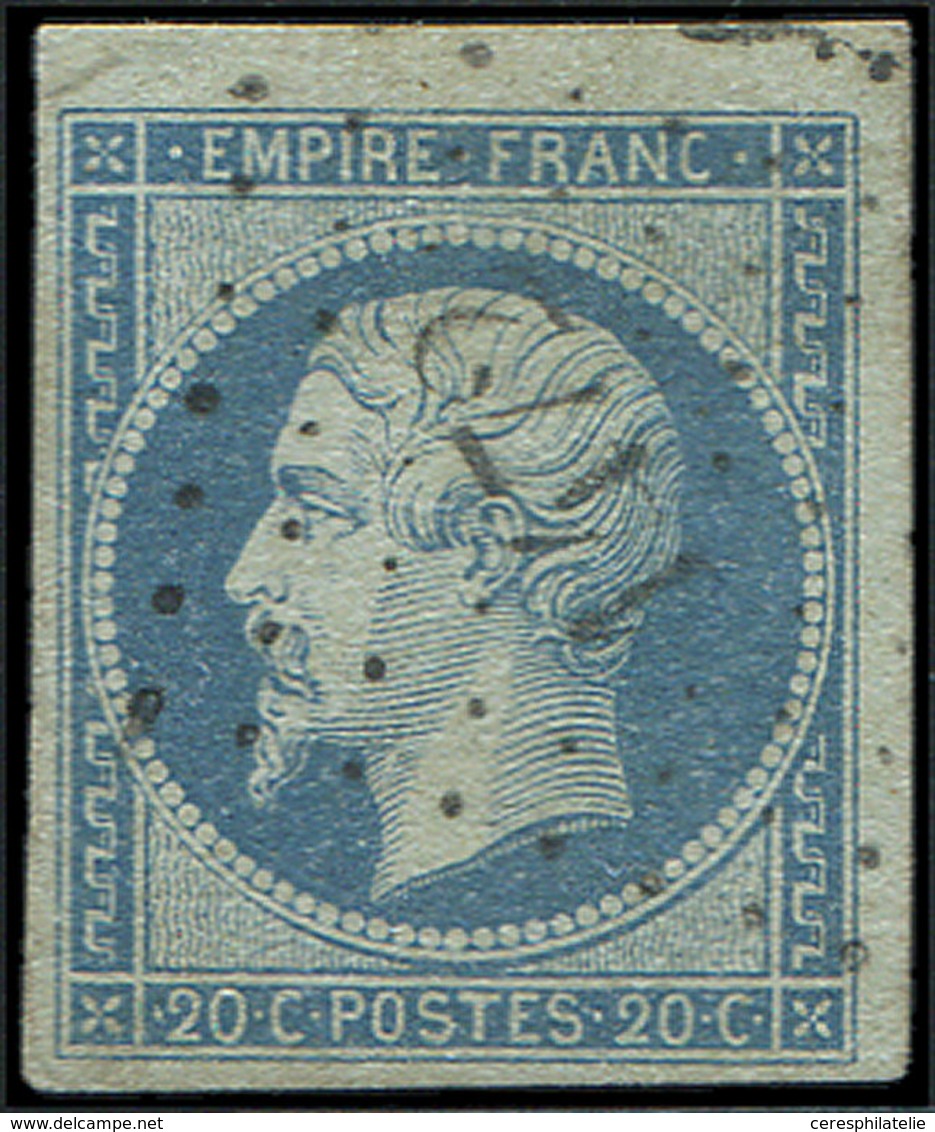 EMPIRE NON DENTELE - 14Am 20c. Bleu Laiteux Sur Vert, T I, Obl. PC 1172, TB. C - 1853-1860 Napoleon III