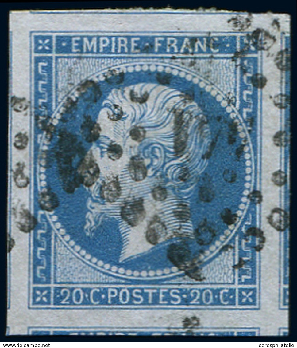 EMPIRE NON DENTELE - 14B  20c. Bleu, T II, Marges énormes, 7 Amorces De Voisins, Superbe - 1853-1860 Napoleon III