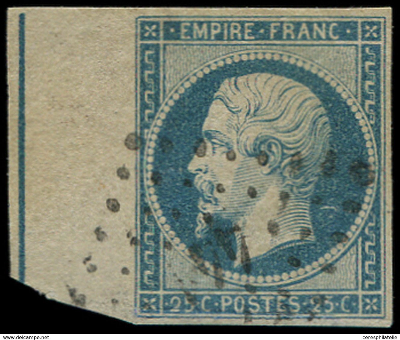 EMPIRE NON DENTELE - L15b 25c. Bleu, Avec FILET D'ENCADREMENT, Obl. PC 44, Restauré, B/TB - 1853-1860 Napoléon III