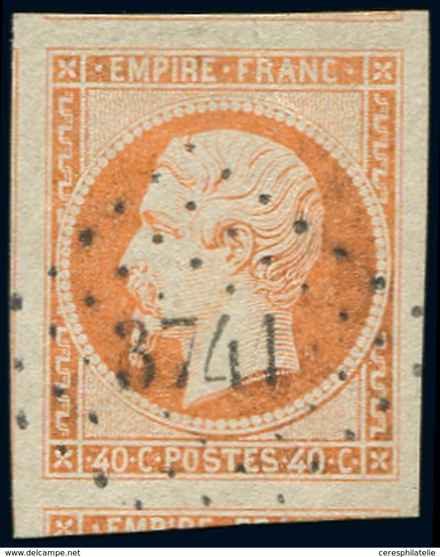 EMPIRE NON DENTELE - 16   40c. Orange, Obl. PC 3741, Marges énormes, 4 Amorces De Voisins, Superbe - 1853-1860 Napoléon III