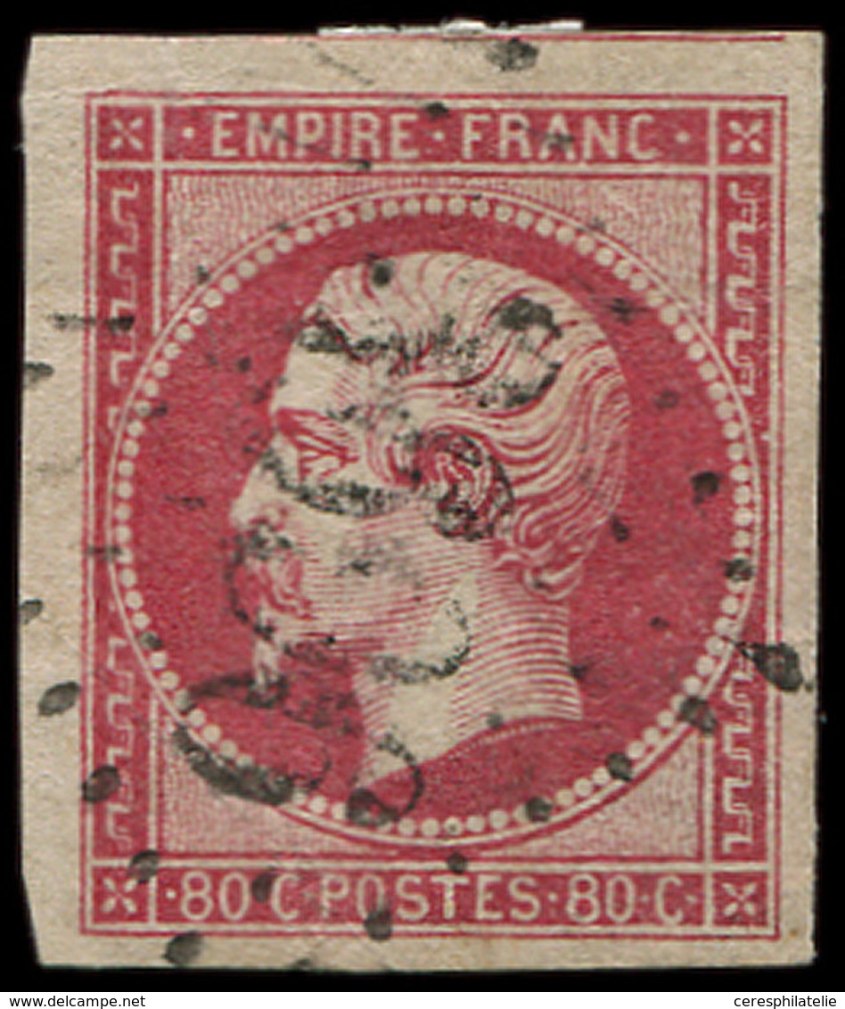 EMPIRE NON DENTELE - 17B  80c. Rose, Obl. GC, 2 Grandes Marges, TTB - 1853-1860 Napoleon III