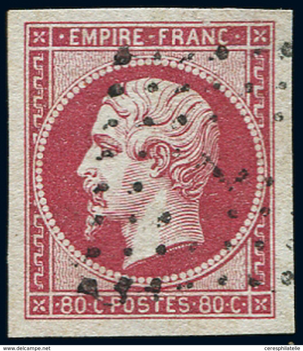 EMPIRE NON DENTELE - 17Ba 80c. Rose Vif, Obl. Los. L Bâton, Belles Marges, TTB - 1853-1860 Napoléon III