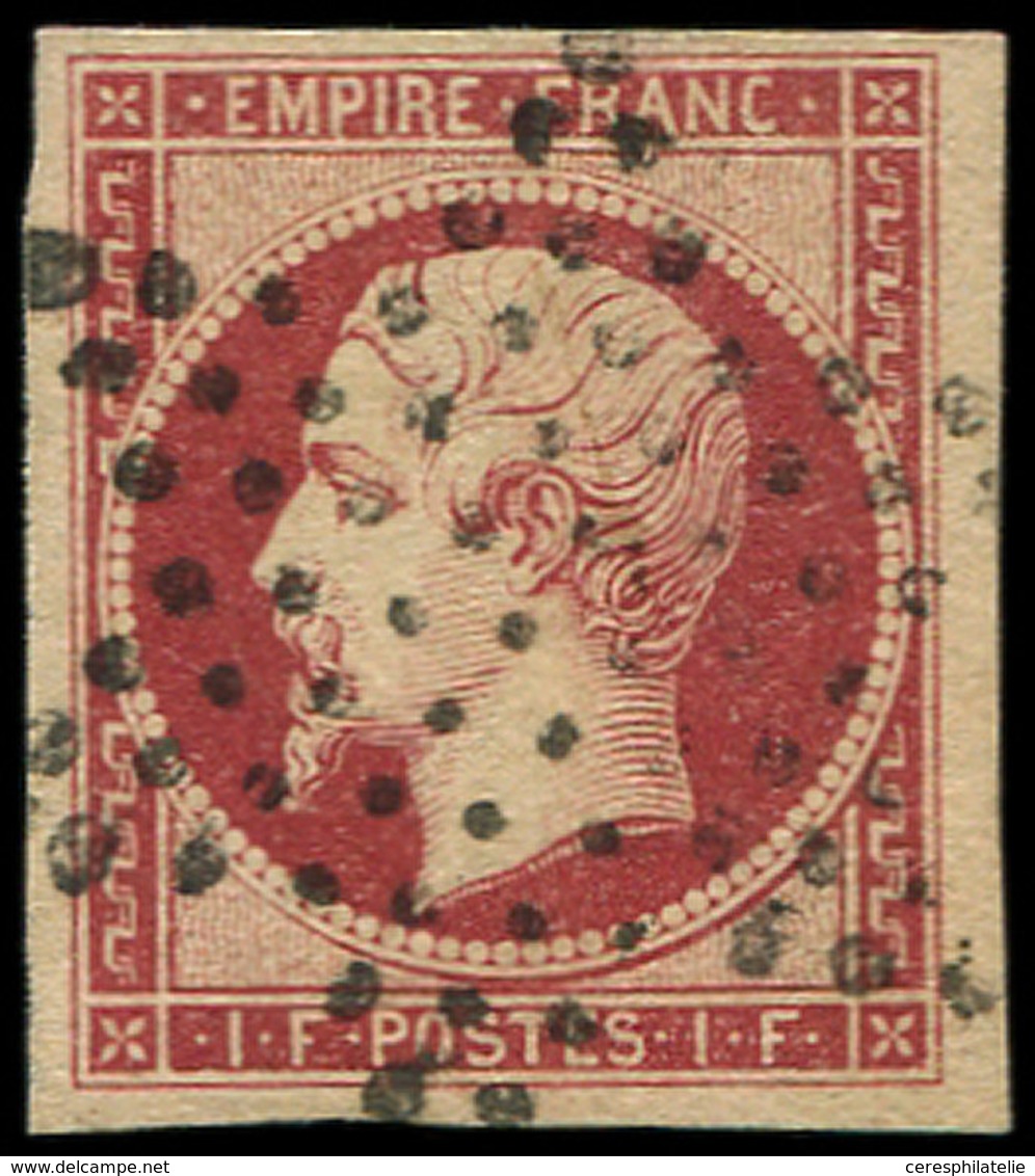 EMPIRE NON DENTELE - 18    1f. Carmin, Oblitéré Etoile, Bien Margé, TTB. C - 1853-1860 Napoléon III