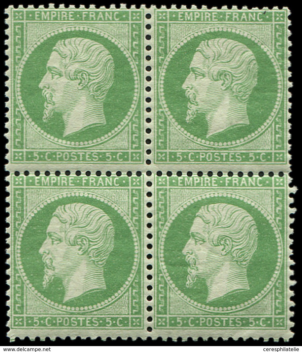 ** EMPIRE DENTELE - 20    5c. Vert, BLOC De 4, Très Frais Et TTB - 1862 Napoléon III