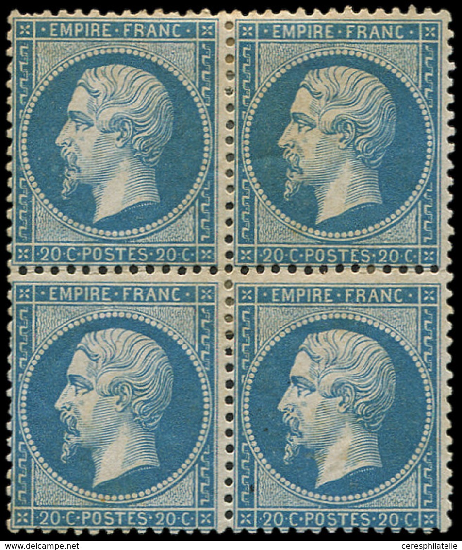 * EMPIRE DENTELE - 22   20c. Bleu, BLOC De 4, Forte Ch., B/TB - 1862 Napoleon III