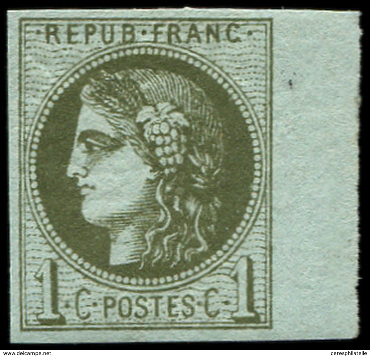 ** EMISSION DE BORDEAUX - 39C   1c. Olive, R III, Bdf, TB - 1870 Bordeaux Printing